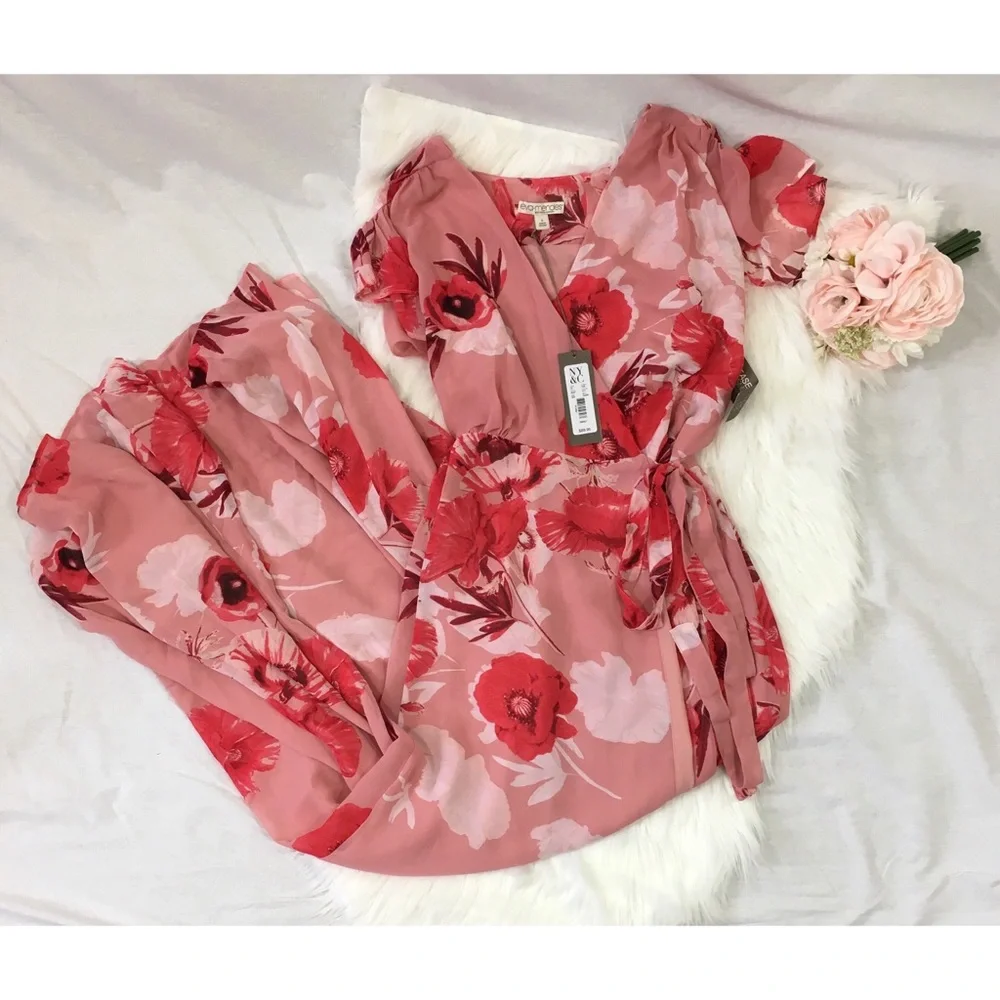 ❤️Floral Wrap Dress, Valentines Day, Easter Eva Mendez feminine, modest - Picture 2 of 6